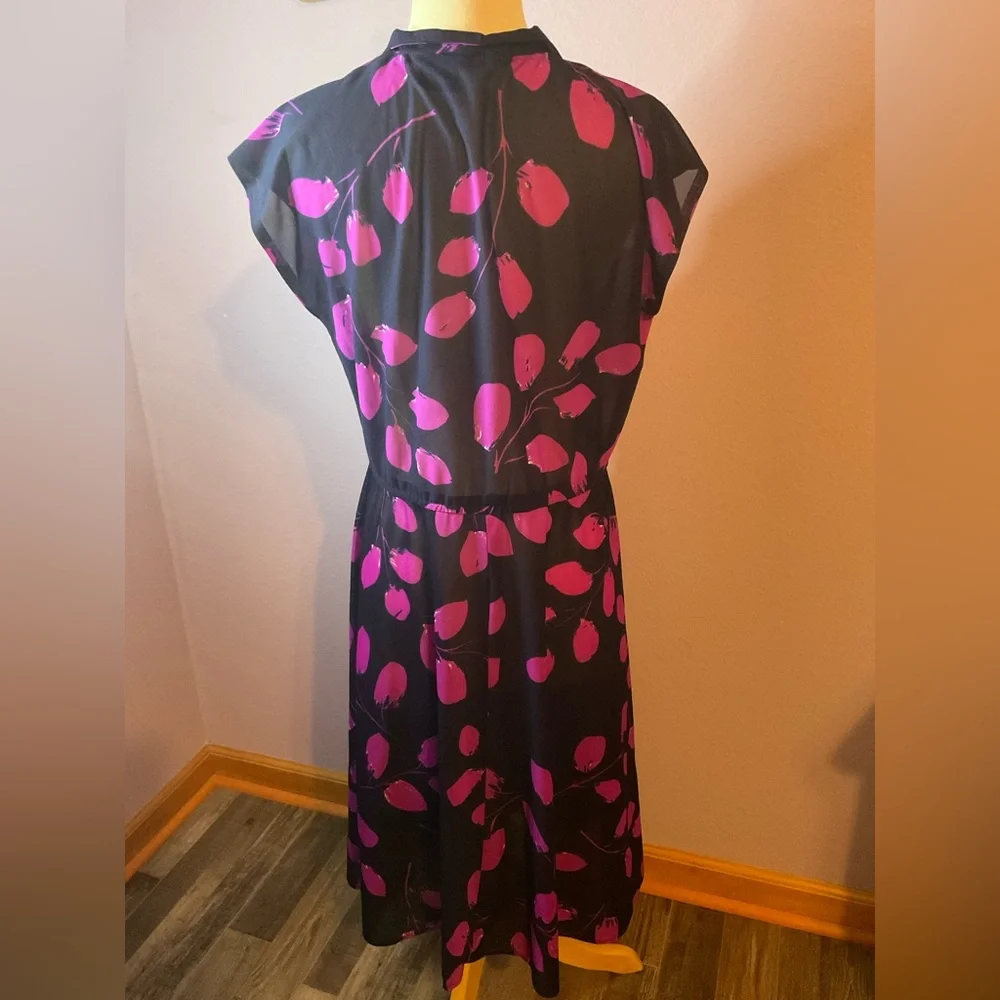 Vintage Murray Meisner Navy Blue Pink Dress‎ Size Large XL 12 14